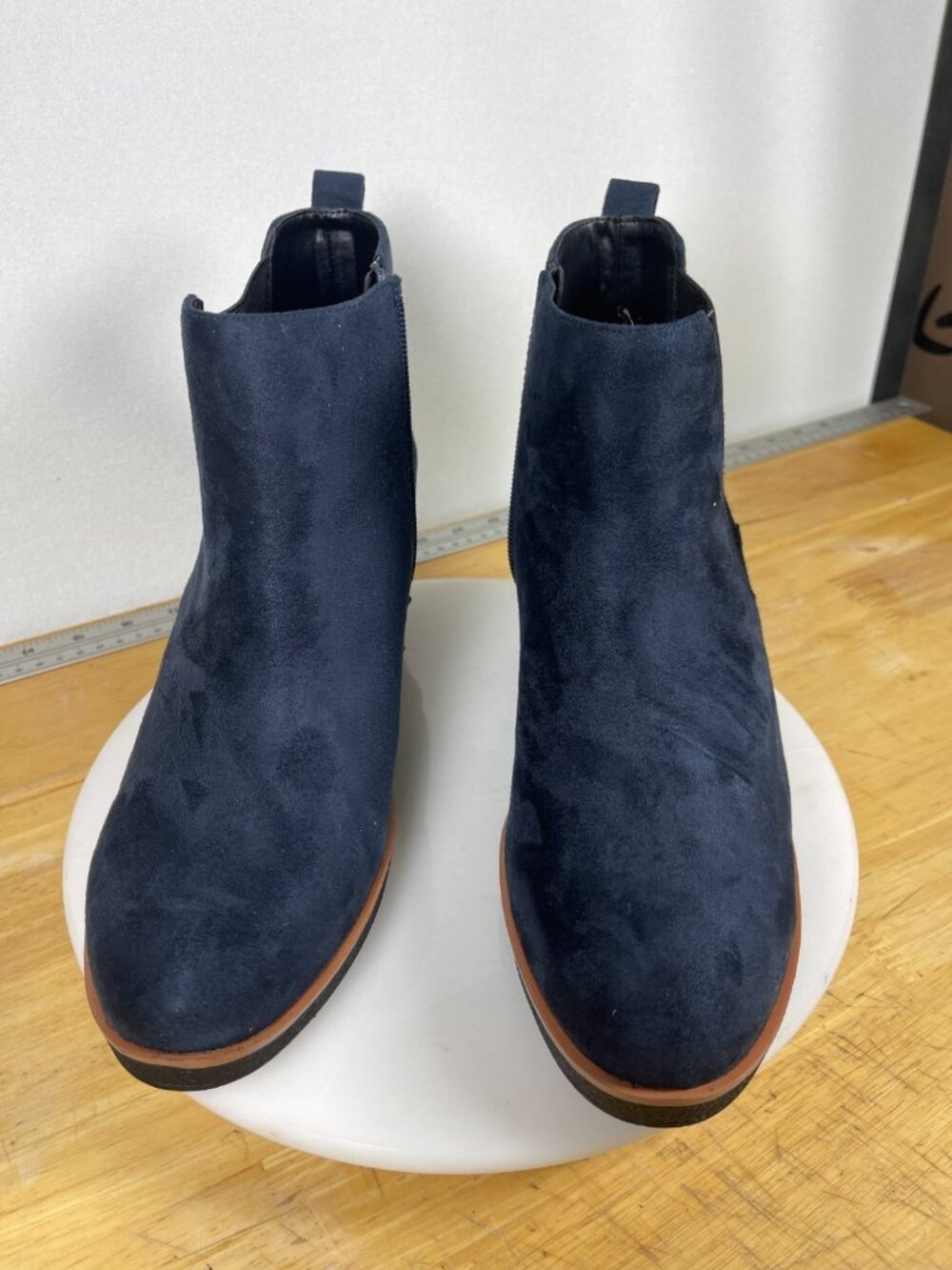 Aerosoles Navy Suede Ankle Boots Womens 12M Zip Comfort Booties